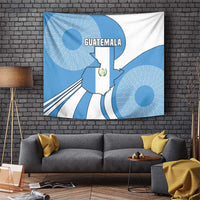 Guatemala Flag Map Tapestry with Blue White Swirl and Geometric Pattern Design - Wonder Print Shop
