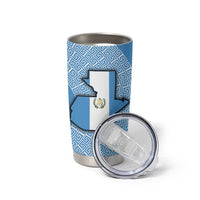 Guatemala Flag Map Tumbler Cup with Blue White Swirl and Geometric Pattern Design - Wonder Print Shop