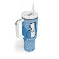 Guatemala Flag Map Tumbler With Handle with Blue White Swirl and Geometric Pattern Design - Wonder Print Shop