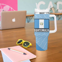 Guatemala Flag Map Tumbler With Handle with Blue White Swirl and Geometric Pattern Design - Wonder Print Shop