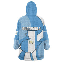 Guatemala Flag Map Wearable Blanket Hoodie with Blue White Swirl and Geometric Pattern Design - Wonder Print Shop