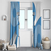 Guatemala Flag Map Window Curtain with Blue White Swirl and Geometric Pattern Design - Wonder Print Shop