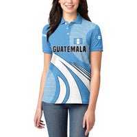 Guatemala Flag Map Women Polo Shirt with Blue White Swirl and Geometric Pattern Design - Wonder Print Shop