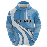 Guatemala Flag Map Zip Hoodie with Blue White Swirl and Geometric Pattern Design - Wonder Print Shop
