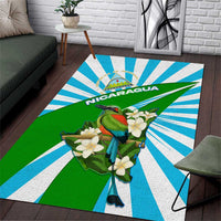 Nicaragua National Bird Area Rug with White Flor de Sacuanjoche and Blue Stripe Design - Wonder Print Shop