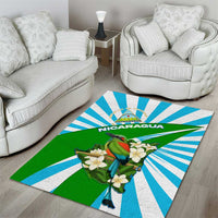 Nicaragua National Bird Area Rug with White Flor de Sacuanjoche and Blue Stripe Design - Wonder Print Shop