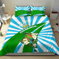 Nicaragua National Bird Bedding Set with White Flor de Sacuanjoche and Blue Stripe Design - Wonder Print Shop