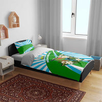 Nicaragua National Bird Bedding Set with White Flor de Sacuanjoche and Blue Stripe Design - Wonder Print Shop