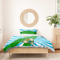 Nicaragua National Bird Bedding Set with White Flor de Sacuanjoche and Blue Stripe Design - Wonder Print Shop