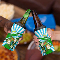 Nicaragua National Bird 4 in 1 Can Cooler Tumbler with White Flor de Sacuanjoche and Blue Stripe Design - Wonder Print Shop