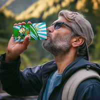 Nicaragua National Bird 4 in 1 Can Cooler Tumbler with White Flor de Sacuanjoche and Blue Stripe Design - Wonder Print Shop