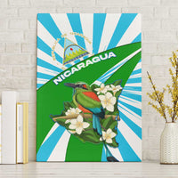 Nicaragua National Bird Canvas Wall Art with White Flor de Sacuanjoche and Blue Stripe Design - Wonder Print Shop