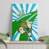 Nicaragua National Bird Canvas Wall Art with White Flor de Sacuanjoche and Blue Stripe Design - Wonder Print Shop