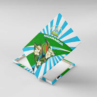 Nicaragua National Bird Canvas Wall Art with White Flor de Sacuanjoche and Blue Stripe Design - Wonder Print Shop