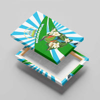 Nicaragua National Bird Canvas Wall Art with White Flor de Sacuanjoche and Blue Stripe Design - Wonder Print Shop