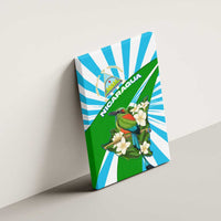 Nicaragua National Bird Canvas Wall Art with White Flor de Sacuanjoche and Blue Stripe Design - Wonder Print Shop