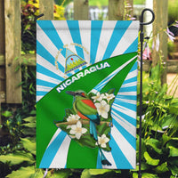 Nicaragua National Bird Garden Flag with White Flor de Sacuanjoche and Blue Stripe Design - Wonder Print Shop