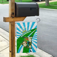 Nicaragua National Bird Garden Flag with White Flor de Sacuanjoche and Blue Stripe Design - Wonder Print Shop