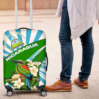 Nicaragua National Bird Luggage Cover with White Flor de Sacuanjoche and Blue Stripe Design - Wonder Print Shop