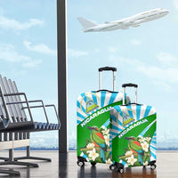 Nicaragua National Bird Luggage Cover with White Flor de Sacuanjoche and Blue Stripe Design - Wonder Print Shop