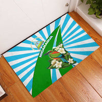 Nicaragua National Bird Rubber Doormat with White Flor de Sacuanjoche and Blue Stripe Design - Wonder Print Shop