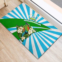 Nicaragua National Bird Rubber Doormat with White Flor de Sacuanjoche and Blue Stripe Design - Wonder Print Shop