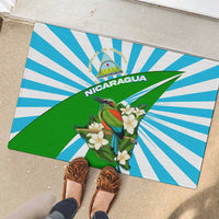 Nicaragua National Bird Rubber Doormat with White Flor de Sacuanjoche and Blue Stripe Design - Wonder Print Shop