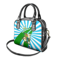 Nicaragua National Bird Shoulder Handbag with White Flor de Sacuanjoche and Blue Stripe Design - Wonder Print Shop