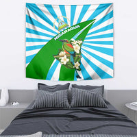 Nicaragua National Bird Tapestry with White Flor de Sacuanjoche and Blue Stripe Design - Wonder Print Shop