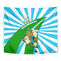 Nicaragua National Bird Tapestry with White Flor de Sacuanjoche and Blue Stripe Design - Wonder Print Shop