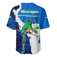 Nicaragua Guardabarranco Bird Baseball Jersey with Volcano Map and National Emblem Design - Wonder Print Shop