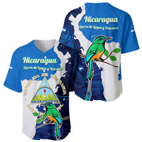 Nicaragua Guardabarranco Bird Baseball Jersey with Volcano Map and National Emblem Design - Wonder Print Shop