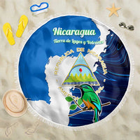 Nicaragua Guardabarranco Bird Beach Blanket with Volcano Map and National Emblem Design - Wonder Print Shop
