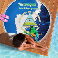 Nicaragua Guardabarranco Bird Beach Blanket with Volcano Map and National Emblem Design - Wonder Print Shop