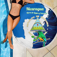 Nicaragua Guardabarranco Bird Beach Blanket with Volcano Map and National Emblem Design - Wonder Print Shop