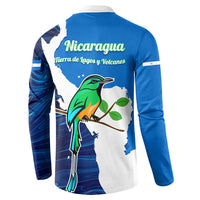 Nicaragua Guardabarranco Bird Button Sweatshirt with Volcano Map and National Emblem Design - Wonder Print Shop