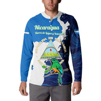 Nicaragua Guardabarranco Bird Button Sweatshirt with Volcano Map and National Emblem Design - Wonder Print Shop