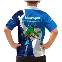 Nicaragua Guardabarranco Bird Family Matching Mermaid Dress and Hawaiian Shirt with Volcano Map and National Emblem Design - Wonder Print Shop