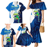 Nicaragua Guardabarranco Bird Family Matching Mermaid Dress and Hawaiian Shirt with Volcano Map and National Emblem Design - Wonder Print Shop
