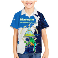 Nicaragua Guardabarranco Bird Family Matching Mermaid Dress and Hawaiian Shirt with Volcano Map and National Emblem Design - Wonder Print Shop