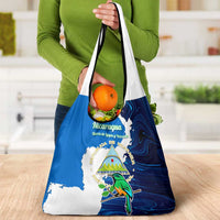 Nicaragua Guardabarranco Bird Grocery Bag with Volcano Map and National Emblem Design - Wonder Print Shop