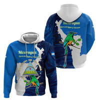 Nicaragua Guardabarranco Bird Hoodie with Volcano Map and National Emblem Design - Wonder Print Shop