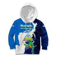 Nicaragua Guardabarranco Bird Kid Hoodie with Volcano Map and National Emblem Design - Wonder Print Shop