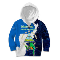 Nicaragua Guardabarranco Bird Kid Hoodie with Volcano Map and National Emblem Design - Wonder Print Shop