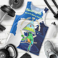 Nicaragua Guardabarranco Bird Men Tank Top with Volcano Map and National Emblem Design - Wonder Print Shop