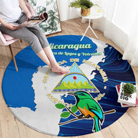 Nicaragua Guardabarranco Bird Round Carpet with Volcano Map and National Emblem Design - Wonder Print Shop