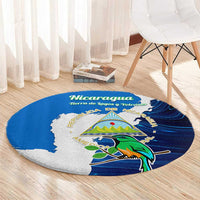 Nicaragua Guardabarranco Bird Round Carpet with Volcano Map and National Emblem Design - Wonder Print Shop