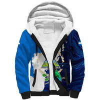 Nicaragua Guardabarranco Bird Sherpa Hoodie with Volcano Map and National Emblem Design - Wonder Print Shop