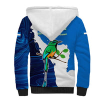 Nicaragua Guardabarranco Bird Sherpa Hoodie with Volcano Map and National Emblem Design - Wonder Print Shop