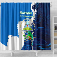 Nicaragua Guardabarranco Bird Shower Curtain with Volcano Map and National Emblem Design - Wonder Print Shop